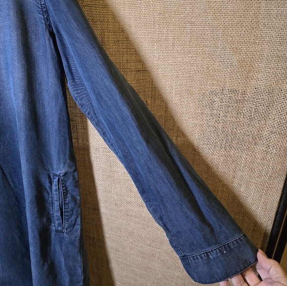 CLOTH & STONE Tencel Blue Denim Tunic Dress Size MED - Picture 7 of 9